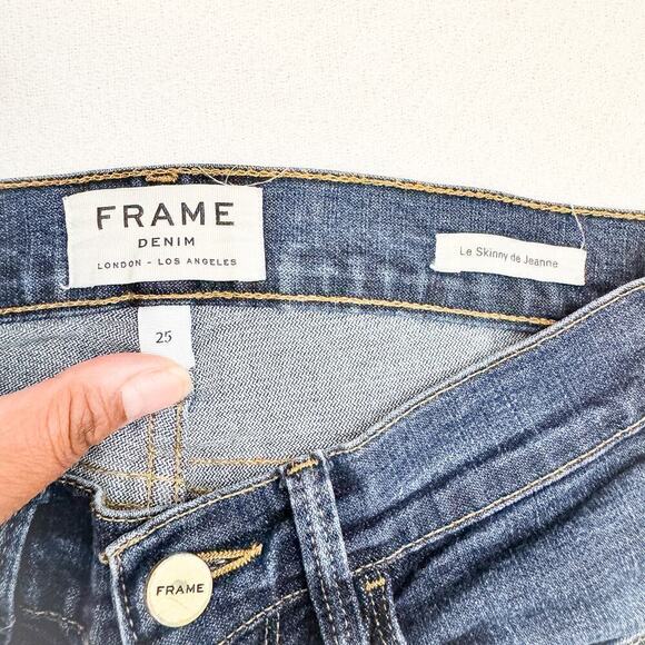 Frame Le Skinny De Jeanne Dark Wash Denim Jeans Size 25 - Picture 6 of 8